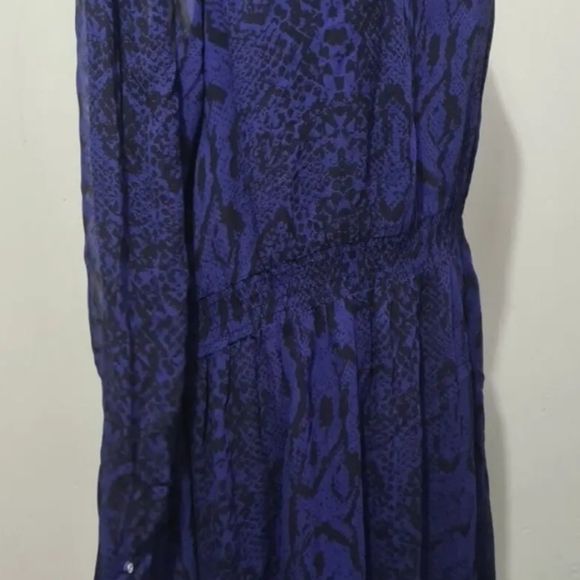 Next blue animal print dress size 22 semi sheer long sleeves - Picture 4 of 7